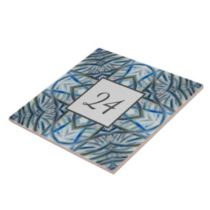 Winter Blue Crystal Pattern Wall Tile Number