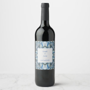 Winter Blue Crystal Pattern Wine & Sparkling Wine Label