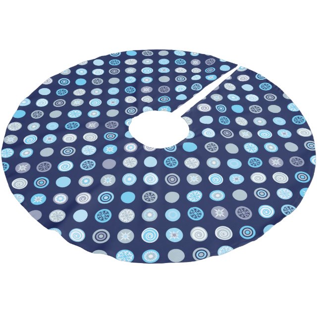 Winter Blue Dot Pattern Tree Skirt (Angled)
