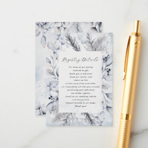 Winter Blue Elegant Floral Bridal Shower Enclosure Card