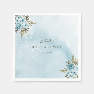 Winter Blue Floral Baby Shower Napkin