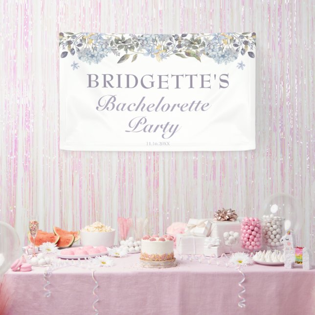 Winter Blue Floral Bachelorette Party Welcome Banner (Party)