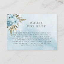 Winter Blue Floral Books For Baby Enclosure Card