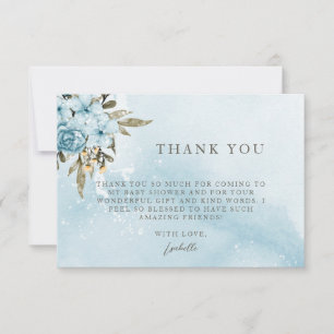 Winter Blue Floral Thank You Card