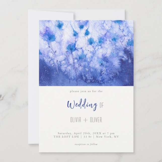Winter Blue Garden Wedding Invitation (Front)
