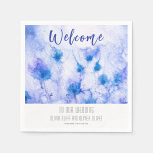 Winter Blue Garden Wedding Welcome Napkin