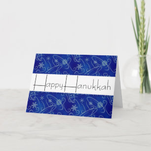 Winter Blue Happy Hanukkah Greeting Card