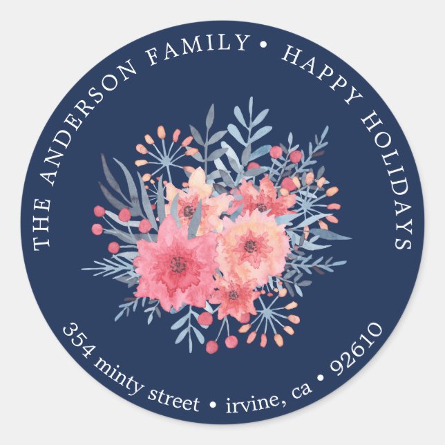 Winter Blue⎢ Holiday Return Address Sticker (Front)