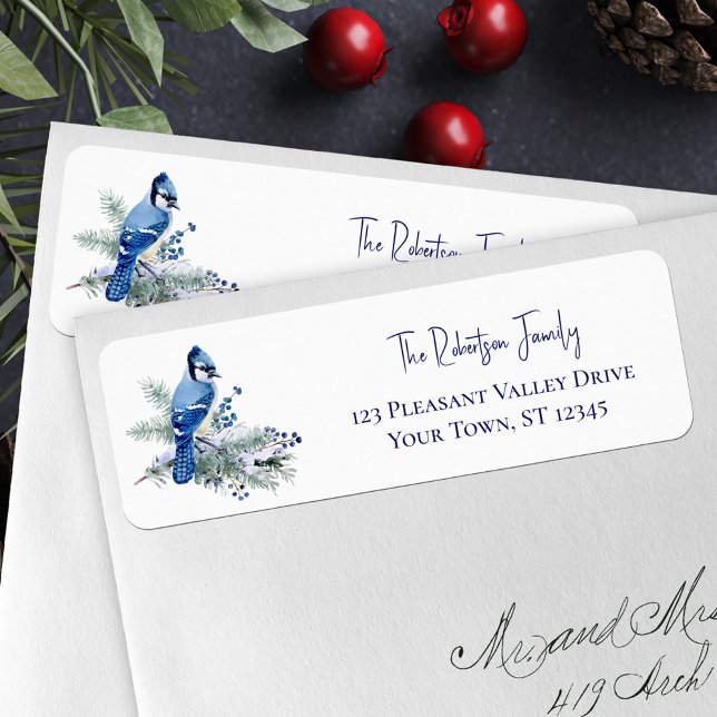 Winter Blue Jay Christmas Return Address (Creator Uploaded)