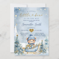 Winter Blue Little Bear on The Way Baby Shower
