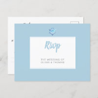 Winter Blue Minimalist Snowflake Wedding Meal RSVP