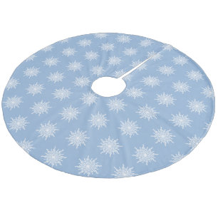 Winter Blue Music Note Snowflake Pattern Fleece Tree Skirt