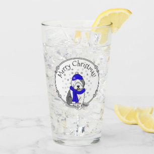Winter Blue Old English Sheepdog Dog (Grey 1) Cute Glass