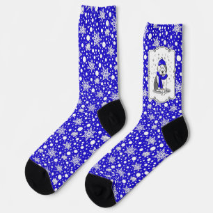 Winter Blue Old English Sheepdog Dog (Grey 1) Cute Socks