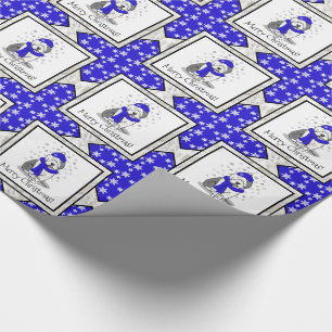 Winter Blue Old English Sheepdog Dog (Grey 1) Cute Wrapping Paper
