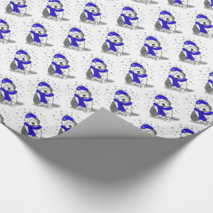 Winter Blue Old English Sheepdog Dog (Grey 1) Cute Wrapping Paper