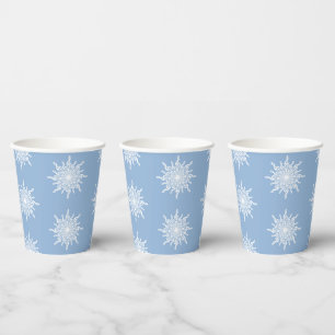 Winter Blue Ornamental G-Clef Snowflake Pattern Paper Cups