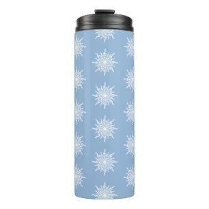 Winter Blue Ornamental G-Clef Snowflake Pattern Thermal Tumbler