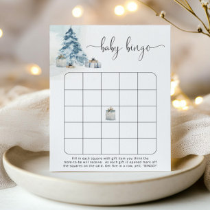 Winter blue pine trees baby bingo game