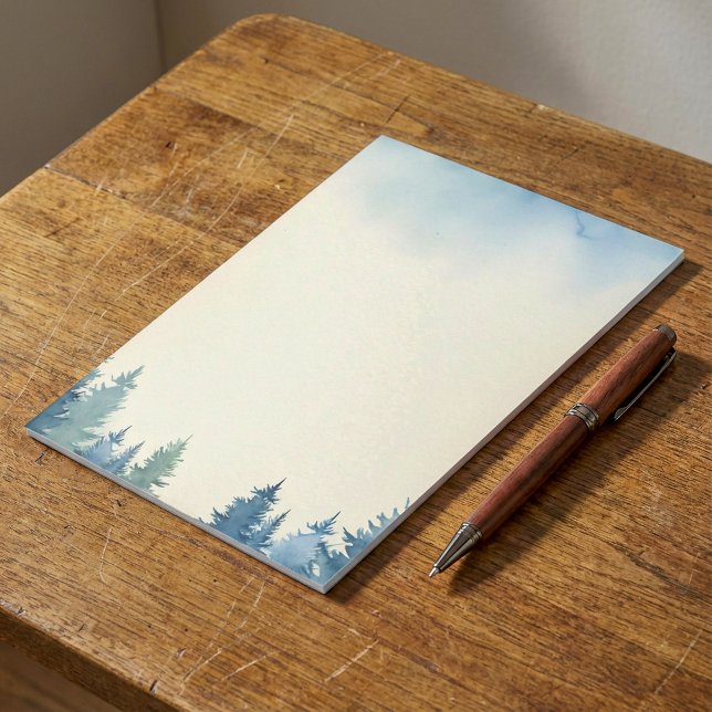 Winter blue pine trees plain notepad (Winter blue pine trees plain notepad.)