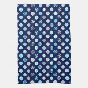 Winter Blue Polka Dot Kitchen Towel