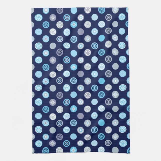 Winter Blue Polka Dot Kitchen Towel (Vertical)