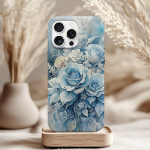 Winter Blue Roses - Elegant Ice Floral  iPhone 15 Pro Case