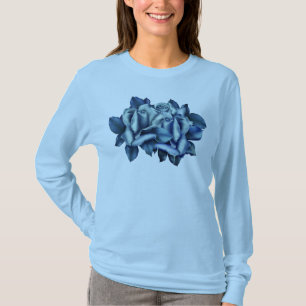 Winter Blue Roses Long Sleeve Tee