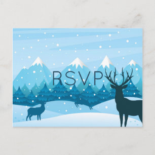 Winter Blue RSVP Postcard with Meal Choice