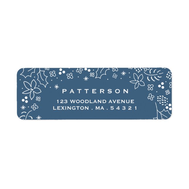 Winter Blue Season's Greetings Christmas Label (Front)