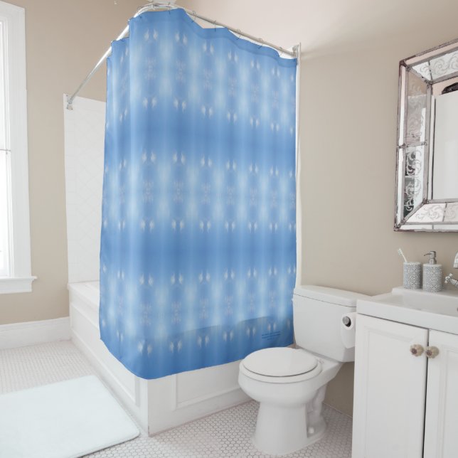 Winter Blue Sky Light Clouds Geometric Shower Curtain (In Situ)