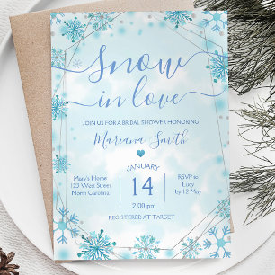 Winter Blue Snow in Love Snowflake Bridal Shower  Invitation