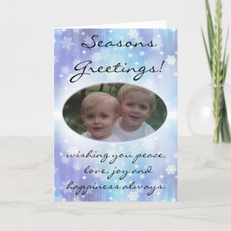 Winter Blue Snowflake Chrismas Photo Card