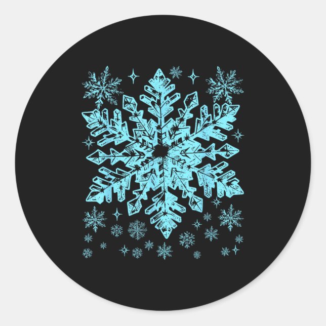 Winter Blue Snowflake Christmas Xmas Costumes Men  Classic Round Sticker (Front)