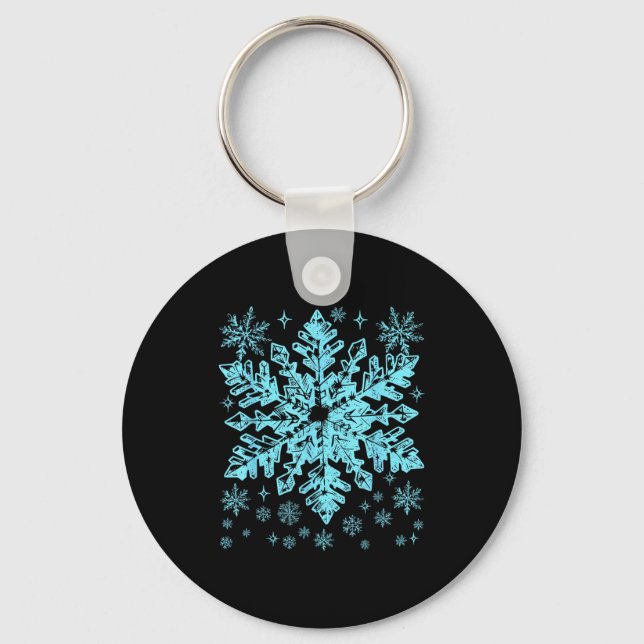 Winter Blue Snowflake Christmas Xmas Costumes Men  Key Ring (Front)
