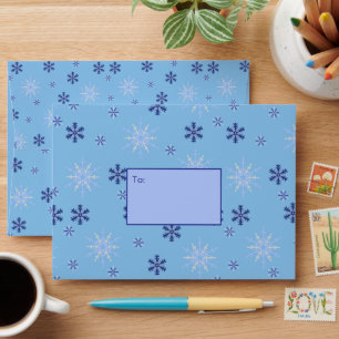 Winter Blue Snowflake Pattern Envelope