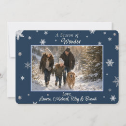 Winter Blue Snowflake Photo Holiday Card