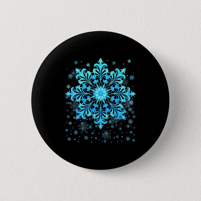 Winter Blue Snowflake Pjs Christmas Xmas Men Women 6 Cm Round Badge (Front)