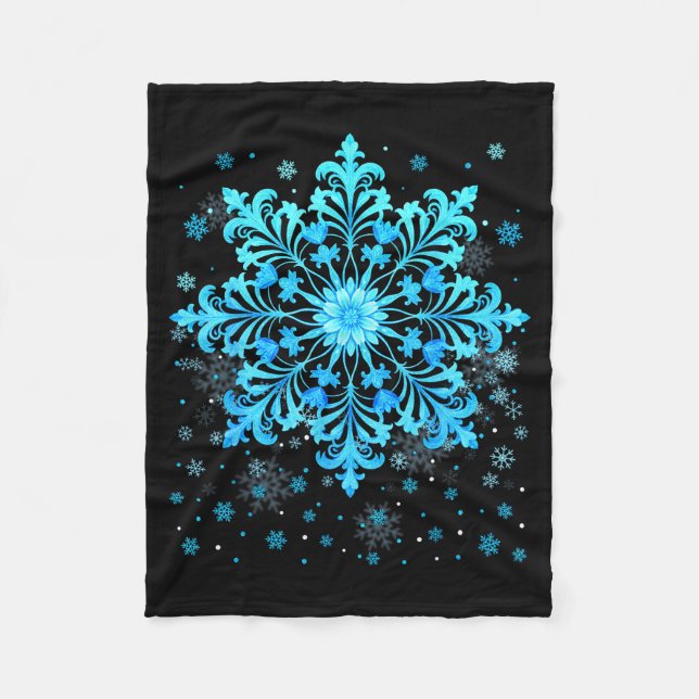Winter Blue Snowflake Pjs Christmas Xmas Men Women Fleece Blanket (Front)