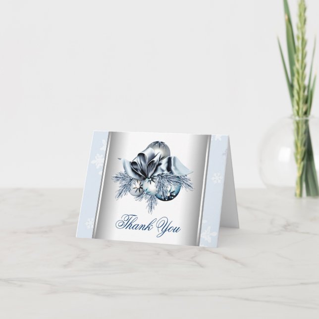 Winter Blue Snowflake Thank You Cards (Front)