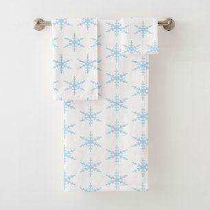 winter blue snowflakes bath towel set