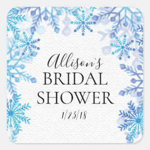 Winter Blue Snowflakes Bridal Shower Envelope Seal