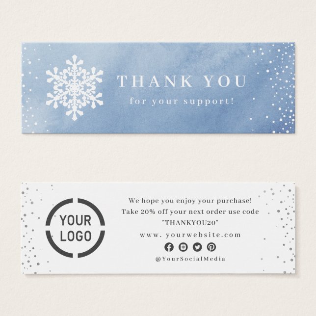 Winter Blue Snowflakes Christmas Thank You Insert (Front & Back)
