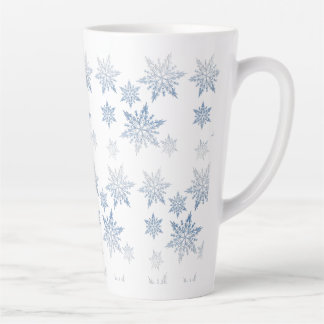 Winter Blue Snowflakes Latte Mug