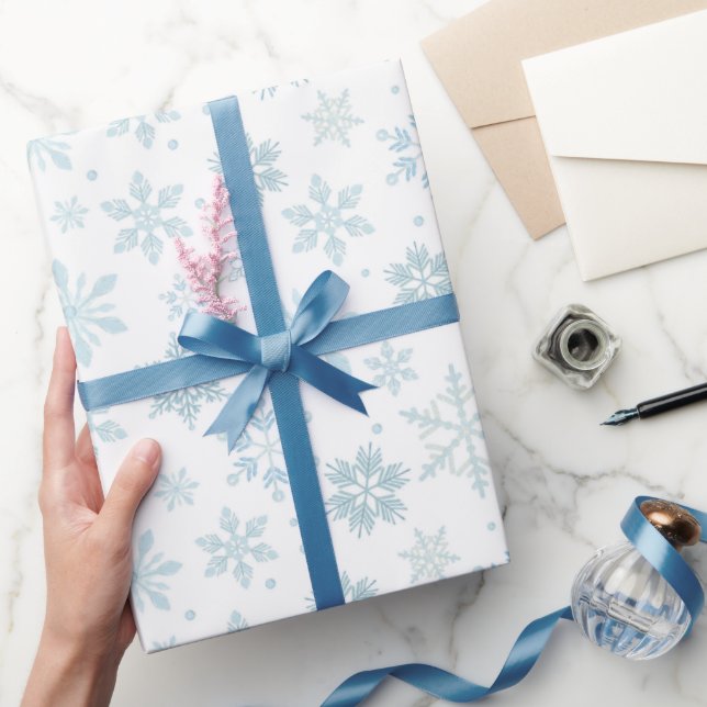 Winter Blue Snowflakes Wrapping Paper (Gifting)