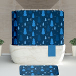 Winter Blue Snowman Snowflake Pattern Christmas Shower Curtain<br><div class="desc">Dark blue snowman and snowflakes pattern.  Great for the winter season or holiday season.</div>