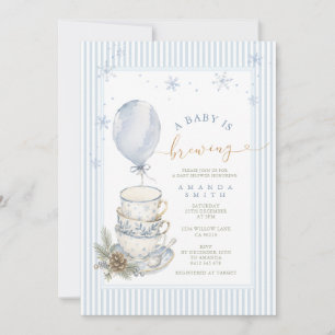 Winter Blue Tea Party Baby Shower Invitation