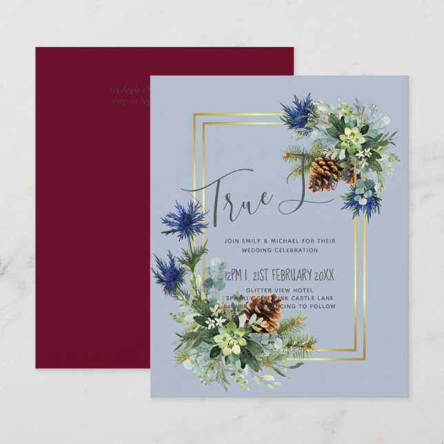 Winter Blue Thistle Eucalyptus Wedding Wonderland (Front/Back)
