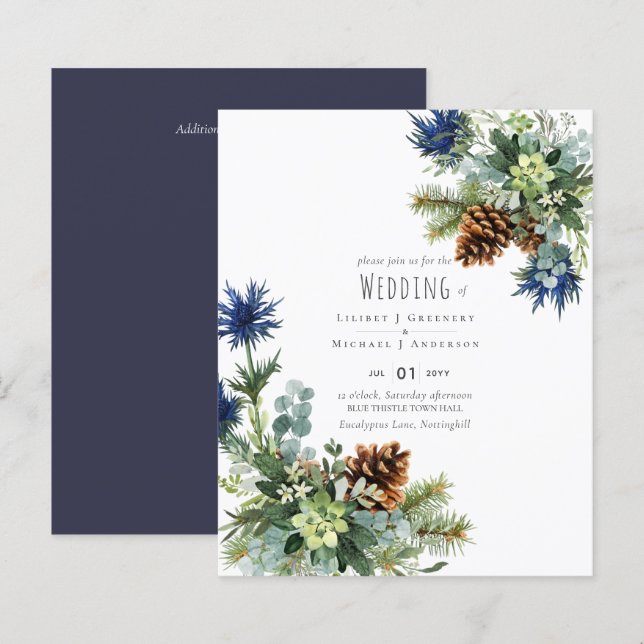 Winter Blue Thistle Eucalyptus Wedding Wonderland (Front/Back)