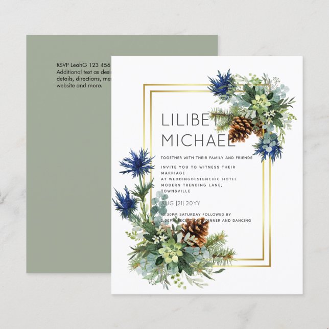Winter Blue Thistle Eucalyptus Wedding Wonderland (Front/Back)
